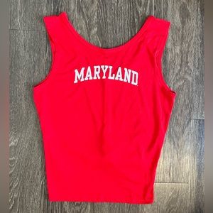 MARYLAND UMD collegiate red and white tank top